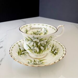 January Snowdrops Cup & Saucer by Royal Albert